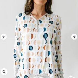 Little Sleepies Blue and Tan Graphic Pajama Blouse - Large